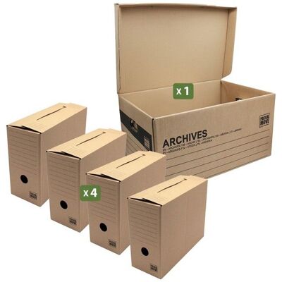 Pack and Move - Lot de 4 boites archives Taille M - 54 x 36 x 28 cm - Caisse de stockage incluse Marron - Publicité Pack and Move - Lot de 4 boites archives Taille M - 54 x 36 x 28 cm - Caisse de stockage incluse Marron - Publicité