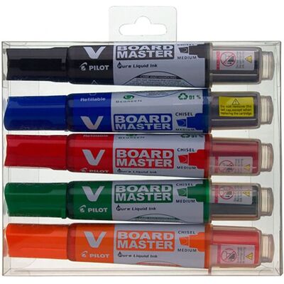 Marqueur Tableau Blanc - PILOT - Begreen V-board Master - Pointe Moyenne Biseautée - Lot de 5 - Effaçables Blanc - Publicité Marqueur Tableau Blanc - PILOT - Begreen V-board Master - Pointe Moyenne Biseautée - Lot de 5 - Effaçables Blanc - Publicité