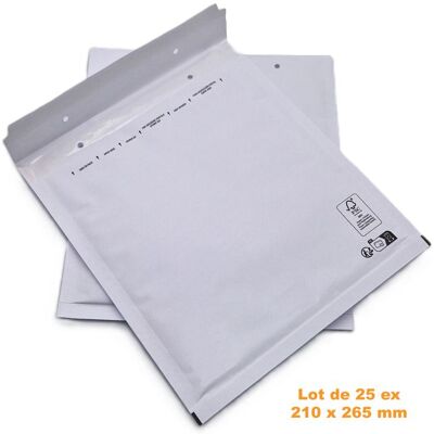 TREMPLIN EDITIONS Lot de 25 Pochettes ( enveloppes ) à bulles E/5 : 210 x 265 mm en kraft BLANC Blanc - Publicité TREMPLIN EDITIONS Lot de 25 Pochettes ( enveloppes ) à bulles E/5 : 210 x 265 mm en kraft BLANC Blanc - Publicité