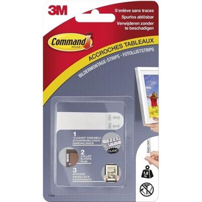 3M COMMAND Languettes de fixation - Petit modèle - Blanc Blanc - Publicité 3M COMMAND Languettes de fixation - Petit modèle - Blanc Blanc - Publicité