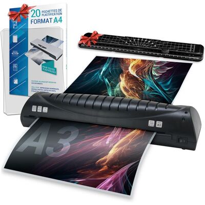 WAYTEX Plastifieuse A3 avec 20 Pochettes A4 et 1 coupe-papier Machine à Plastifier à chaud pour Documents A3 A4 A5 A6 - Publicité WAYTEX Plastifieuse A3 avec 20 Pochettes A4 et 1 coupe-papier Machine à Plastifier à chaud pour Documents A3 A4 A5 A6 - Publicité
