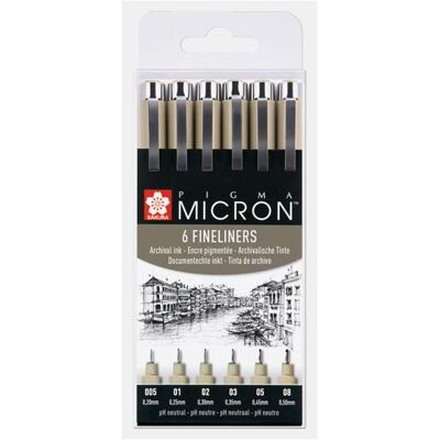 Feutres de précision - Sakura - Pigma Micron - 6 feutres - Pointe 02-05mm - Noir Noir - Publicité Feutres de précision - Sakura - Pigma Micron - 6 feutres - Pointe 02-05mm - Noir Noir - Publicité
