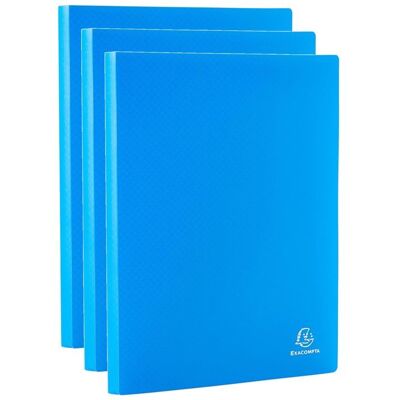 EXACOMPTA Lot de 3 Protège-documents en polypropylène souple OPAK 100 vues - A4 - Bleu clair - Publicité EXACOMPTA Lot de 3 Protège-documents en polypropylène souple OPAK 100 vues - A4 - Bleu clair - Publicité