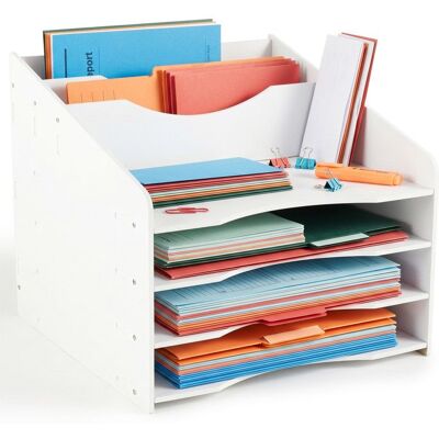 Relaxdays porte-documents A4 6 compartiments bureau télétravail organiseur H x L x P : 30 x 33 x 33 cm blanc Blanc - Publicité Relaxdays porte-documents A4 6 compartiments bureau télétravail organiseur H x L x P : 30 x 33 x 33 cm blanc Blanc - Publicité
