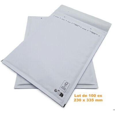 TREMPLIN EDITIONS Lot de 100 Pochettes ( enveloppes ) à bulles G/7 : 230 x 335 mm en kraft BLANC Blanc - Publicité TREMPLIN EDITIONS Lot de 100 Pochettes ( enveloppes ) à bulles G/7 : 230 x 335 mm en kraft BLANC Blanc - Publicité