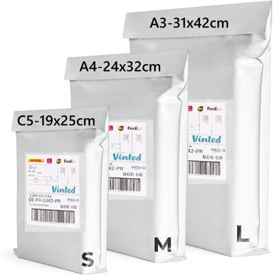 PACKADI Sacs dexpédition (lot de 30) - Autocollants et résistants - 3 formats différents : C5 A4 A3 et A6 - Enveloppes dexpédition - Publicité PACKADI Sacs dexpédition (lot de 30) - Autocollants et résistants - 3 formats différents : C5 A4 A3 et A6 - Enveloppes dexpédition - Publicité