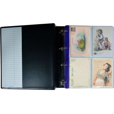 PELLER'S Album de collection XL 40 pochettes 107mm x 150mm pour cartes postales photographies badges. 10 feuilles et diviseurs. Noir - Publicité PELLER'S Album de collection XL 40 pochettes 107mm x 150mm pour cartes postales photographies badges. 10 feuilles et diviseurs. Noir - Publicité