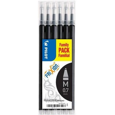 Recharge pour stylo - PILOT - FRIXION BALL - Pointe 07 mm (Moyenne) - Noir - Effaçable set de 6 Noir - Publicité Recharge pour stylo - PILOT - FRIXION BALL - Pointe 07 mm (Moyenne) - Noir - Effaçable set de 6 Noir - Publicité