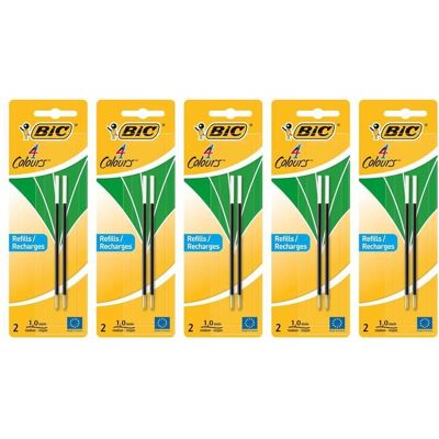 Bic Lot de 5 Packs 2 Recharges Pour Stylo Bille 4 couleurs Pointe moyenne 1 mm Verte - Publicité Bic Lot de 5 Packs 2 Recharges Pour Stylo Bille 4 couleurs Pointe moyenne 1 mm Verte - Publicité