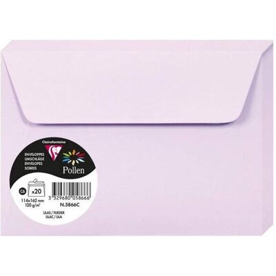 Enveloppe - CLAIREFONTAINE - Pollen - 120g - 114x162 mm - Violet - Paquet de 20 Violet - Publicité Enveloppe - CLAIREFONTAINE - Pollen - 120g - 114x162 mm - Violet - Paquet de 20 Violet - Publicité