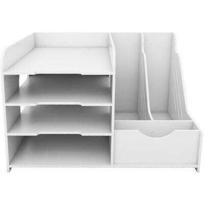 KEDIA Organisateur de Bureau Multifonction 40*31*25cm Pour Papiers A4 Stylos Livres Lettres Rangement de Documents Blanc - Publicité KEDIA Organisateur de Bureau Multifonction 40*31*25cm Pour Papiers A4 Stylos Livres Lettres Rangement de Documents Blanc - Publicité