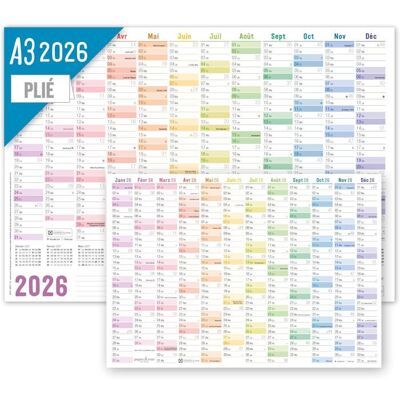 Calendrier mural 2026 A3 en français (42 x 297 cm) plié Rainbow agenda mural avec jours fériés français + calendrier extra A4 - Publicité Calendrier mural 2026 A3 en français (42 x 297 cm) plié Rainbow agenda mural avec jours fériés français + calendrier extra A4 - Publicité