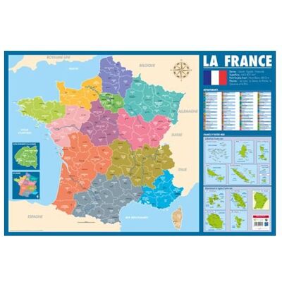 CALENDRIERS BOUCHUT GRANDRÉMY Poster pédagogique - Carte de la France administrative - 52x76cm - A afficher - Bouchut - Publicité CALENDRIERS BOUCHUT GRANDRÉMY Poster pédagogique - Carte de la France administrative - 52x76cm - A afficher - Bouchut - Publicité