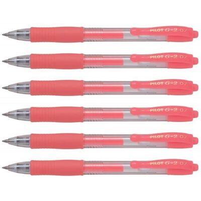 Stylos Roller Encre gel G2-07 PILOT - Lot de 6 - Pointe Moyenne - Rouge Néon Rouge - Publicité Stylos Roller Encre gel G2-07 PILOT - Lot de 6 - Pointe Moyenne - Rouge Néon Rouge - Publicité