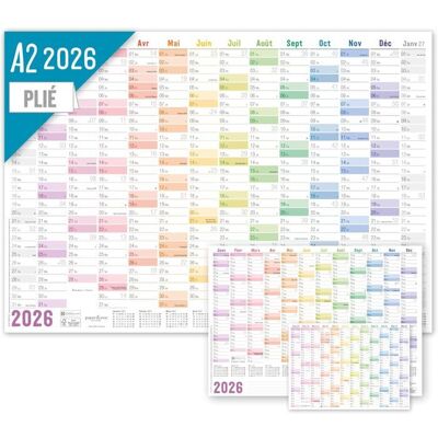 Calendrier mural 2026 A2 en français (59 x 42 cm) plié pour 14 mois déc 2025 - jan 2027 - avec jours fériés de la France - Publicité Calendrier mural 2026 A2 en français (59 x 42 cm) plié pour 14 mois déc 2025 - jan 2027 - avec jours fériés de la France - Publicité