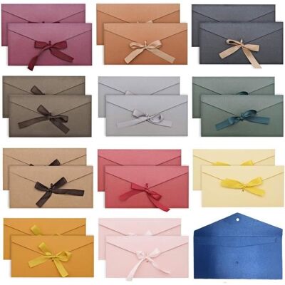 Lot de 24 Enveloppes en Papier Kraft Vintage Colorées-11 x 22cm -Ruban pour Invitations Lettres Mariage de Cartes dAnniversaire Blanc - Publicité Lot de 24 Enveloppes en Papier Kraft Vintage Colorées-11 x 22cm -Ruban pour Invitations Lettres Mariage de Cartes dAnniversaire Blanc - Publicité