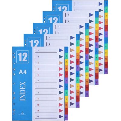 TOTORITY Lot De 5 Intercalaires A4 À 12 Onglets Séparateurs En Plastique Standard Pour Classeur Page DIndexation Incluse Bleu - Publicité TOTORITY Lot De 5 Intercalaires A4 À 12 Onglets Séparateurs En Plastique Standard Pour Classeur Page DIndexation Incluse Bleu - Publicité