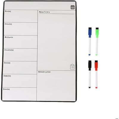 Relaxdays Planificateur hebdomadaire magnétique effaçable 42 x 30 cm 4 marqueurs blanc pour réfrigérateur - Publicité Relaxdays Planificateur hebdomadaire magnétique effaçable 42 x 30 cm 4 marqueurs blanc pour réfrigérateur - Publicité