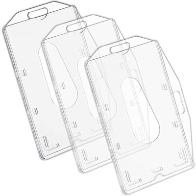 DRE-3 Pcs Porte Badge Transparent Porte Cartes en PC Plastique dur Vertical et Horizontal Cartes Porte Badge pour Clé De Proximi - Publicité DRE-3 Pcs Porte Badge Transparent Porte Cartes en PC Plastique dur Vertical et Horizontal Cartes Porte Badge pour Clé De Proximi - Publicité