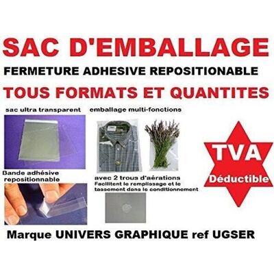 UNIVERS GRAPHIQUE 100 Sacs Sachets Plastiques à Fermeture Adhésive Repositionnable 300 x 450 mm + 40 film enveloppe de protection - Publicité UNIVERS GRAPHIQUE 100 Sacs Sachets Plastiques à Fermeture Adhésive Repositionnable 300 x 450 mm + 40 film enveloppe de protection - Publicité