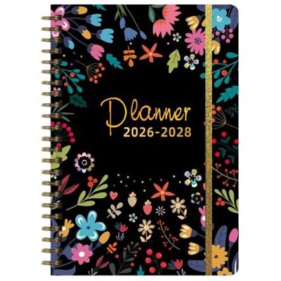 Agenda - 2026-2028 - A5 (148 x 21 cm) - 64 feuilles - Reliure spirale Noir - Publicité Agenda - 2026-2028 - A5 (148 x 21 cm) - 64 feuilles - Reliure spirale Noir - Publicité