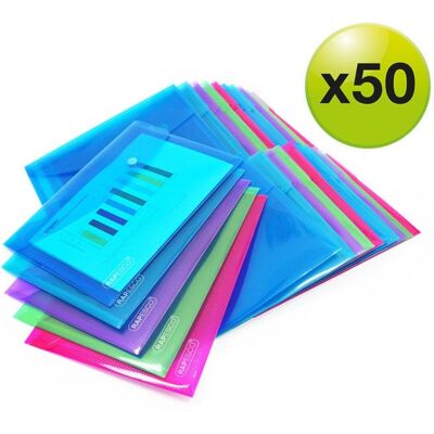 Pochette porte-documents - RAPESCO - 1499 - Lot de 50 - A5 - Couleurs vives transparentes Blanc - Publicité Pochette porte-documents - RAPESCO - 1499 - Lot de 50 - A5 - Couleurs vives transparentes Blanc - Publicité