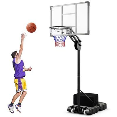 Panier de Basket-Ball sur Pied 10 Hauteurs 149-305cm COSTWAY-Sacoche 50KG-Panneau Arrière Incassable-2 Roues-Base Remplissable Noir - Publicité Panier de Basket-Ball sur Pied 10 Hauteurs 149-305cm COSTWAY-Sacoche 50KG-Panneau Arrière Incassable-2 Roues-Base Remplissable Noir - Publicité