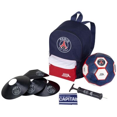PARIS SAINT - GERMAIN Football kit - PARIS SAINT-GERMAIN - Ballon + sac + pompe + brassard + cônes - Taille 5 - Bleu - Officiel Bleu - Publicité PARIS SAINT - GERMAIN Football kit - PARIS SAINT-GERMAIN - Ballon + sac + pompe + brassard + cônes - Taille 5 - Bleu - Officiel Bleu - Publicité