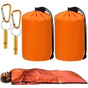 JYMB Sac de couchage de survie 2 pièces 210x90cm PE couverture isolante étanche sifflet et sac inclus - Publicité JYMB Sac de couchage de survie 2 pièces 210x90cm PE couverture isolante étanche sifflet et sac inclus - Publicité