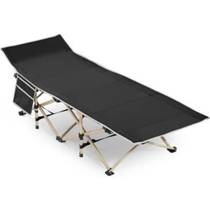 Yaheetech Lit de Camp Pliable 1 Personne avec Pochettes Lit de Camping avec Sac de Transport 150 kg de Charge Maximale Noir Noir - Publicité Yaheetech Lit de Camp Pliable 1 Personne avec Pochettes Lit de Camping avec Sac de Transport 150 kg de Charge Maximale Noir Noir - Publicité