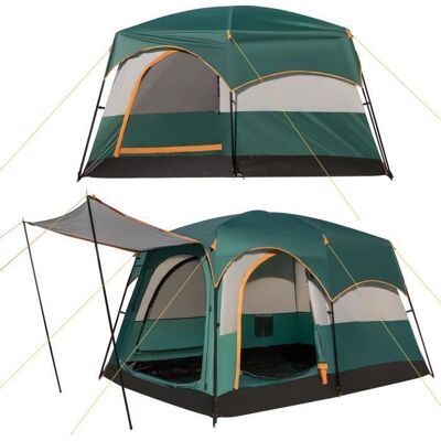 COSTWAY Tente de Camping Portable 6 Personnes 323x211x189 cm-Pare Soleil-Double Toit-Bâche en PE Imperméable-Fenêtres en Maille Vert - Publicité COSTWAY Tente de Camping Portable 6 Personnes 323x211x189 cm-Pare Soleil-Double Toit-Bâche en PE Imperméable-Fenêtres en Maille Vert - Publicité