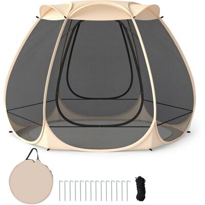 Tente de Camping Pop-up 4-6 Personnes COSTWAY à Moustiquaire 6 Côtés 310 x 270 CM Sac de Transport Portable 2 Portes à Enroulement Beige - Publicité Tente de Camping Pop-up 4-6 Personnes COSTWAY à Moustiquaire 6 Côtés 310 x 270 CM Sac de Transport Portable 2 Portes à Enroulement Beige - Publicité