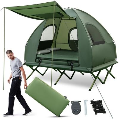 COSTWAY 5 en 1 Tente de Camping avec Lit Surélevé Matelas Gonflant Oreillers à Air Sacs de Couchage et Sac de Rangement Vert Vert - Publicité COSTWAY 5 en 1 Tente de Camping avec Lit Surélevé Matelas Gonflant Oreillers à Air Sacs de Couchage et Sac de Rangement Vert Vert - Publicité