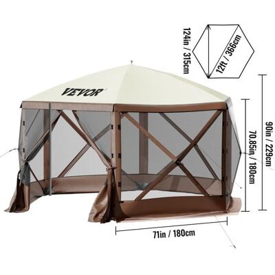 Tente Dabri de Camping Pop-up-VEVOR-Pare-soleil à 6 Côtés 12 pi x 12 pi Grandes Tentes Dombrage-pour Camping en Plein Air Beige - Publicité Tente Dabri de Camping Pop-up-VEVOR-Pare-soleil à 6 Côtés 12 pi x 12 pi Grandes Tentes Dombrage-pour Camping en Plein Air Beige - Publicité