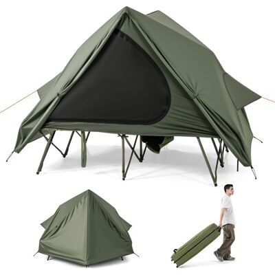 COSTWAY Tente de Camping Pliable 2 Personnes - Lit de Couchage Surélevé - Sac à Roulettes Portable - 2 Portes et Fenêtres en Filet Vert - Publicité COSTWAY Tente de Camping Pliable 2 Personnes - Lit de Couchage Surélevé - Sac à Roulettes Portable - 2 Portes et Fenêtres en Filet Vert - Publicité