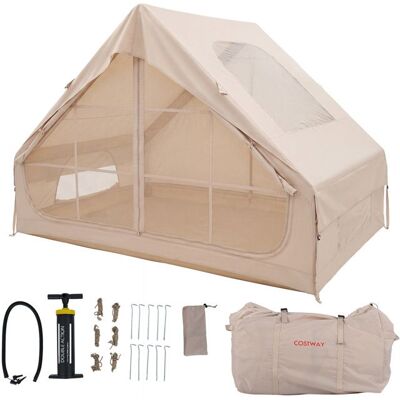 Tente de Camping Gonflable COSTWAY 4 Personnes avec Pompe à Air Portes Zippées & Fenêtres Bouche d’Aération 295x205x200 cm - Publicité Tente de Camping Gonflable COSTWAY 4 Personnes avec Pompe à Air Portes Zippées & Fenêtres Bouche d’Aération 295x205x200 cm - Publicité