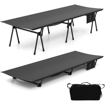 COSTWAY Lit de Camp Pliable avec Rallonges de Pieds Poche Latérale pour Randonnée Plage Maison Bureau 150 kg Noir Noir - Publicité COSTWAY Lit de Camp Pliable avec Rallonges de Pieds Poche Latérale pour Randonnée Plage Maison Bureau 150 kg Noir Noir - Publicité