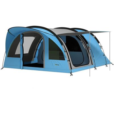 Tente Tunnel Camping - Outsunny - 4 Personnes 3-4 Saisons Imperméable 3000mm - fibre de verre - 565x370x200cm - bleu Bleu - Publicité Tente Tunnel Camping - Outsunny - 4 Personnes 3-4 Saisons Imperméable 3000mm - fibre de verre - 565x370x200cm - bleu Bleu - Publicité