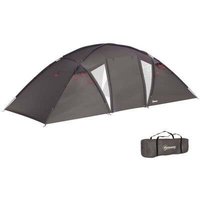 Tente de camping - Outsunny - pour 4-6 personnes - imperméable 3000 mm - avec 2 portes sac de transport tapis de sol - noir Noir - Publicité Tente de camping - Outsunny - pour 4-6 personnes - imperméable 3000 mm - avec 2 portes sac de transport tapis de sol - noir Noir - Publicité
