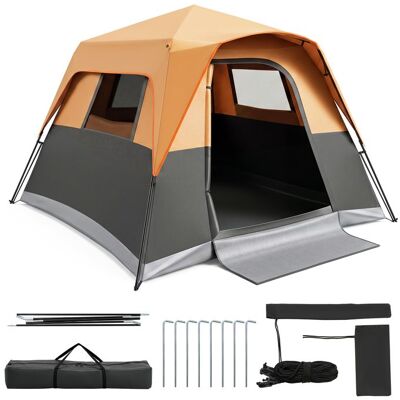 COSTWAY Tente de Camping pour 6 Personnes - Revêtement PA Aération Optimisée Tapis dEntrée et Sac Inclus Orange Orange - Publicité COSTWAY Tente de Camping pour 6 Personnes - Revêtement PA Aération Optimisée Tapis dEntrée et Sac Inclus Orange Orange - Publicité