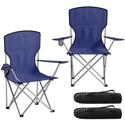 Chaise de camping - Outsunny - lot de 2 pliable avec porte-gobelets et sac de transport - tissu oxford - 88x57x97cm - bleu foncé Bleu - Publicité Chaise de camping - Outsunny - lot de 2 pliable avec porte-gobelets et sac de transport - tissu oxford - 88x57x97cm - bleu foncé Bleu - Publicité