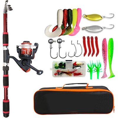 ARTICLES DUSAGE QUOTIDIEN Kit de pêche pour débutants - Canne à pêche télescopique portable de 18 m - Moulinet ligne et sac de transport inclus - Convient a Orange - Publicité ARTICLES DUSAGE QUOTIDIEN Kit de pêche pour débutants - Canne à pêche télescopique portable de 18 m - Moulinet ligne et sac de transport inclus - Convient a Orange - Publicité