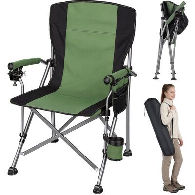 CURFAIR Chaise de pêche pliante 150 kg – porte-canne pochette et gobelet - vert Vert - Publicité CURFAIR Chaise de pêche pliante 150 kg – porte-canne pochette et gobelet - vert Vert - Publicité