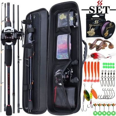 Kits complets de pêche(C)-1.98M-Main droite-Ensemble De Cannes Et Moulinet De Pêche Sac Portable À 4 Section Noir - Publicité Kits complets de pêche(C)-1.98M-Main droite-Ensemble De Cannes Et Moulinet De Pêche Sac Portable À 4 Section Noir - Publicité