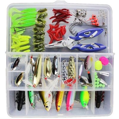LANGTU Leurres de Pêche 101pcs - SpinnerbaitsPlastique versCrayon en Métal Dur LeurresSouples Pêche Jigs Crochets-Kit dappâts Portab - Publicité LANGTU Leurres de Pêche 101pcs - SpinnerbaitsPlastique versCrayon en Métal Dur LeurresSouples Pêche Jigs Crochets-Kit dappâts Portab - Publicité
