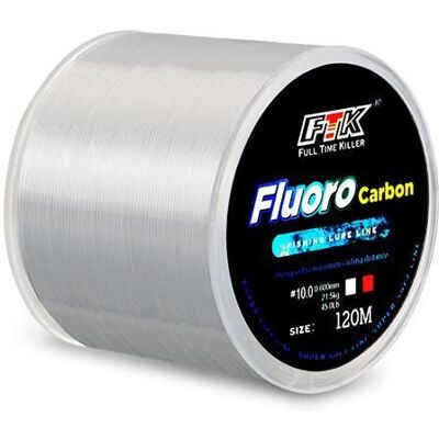 Blanc-0.45mm-31.2lb-14.2kg--Fil de pêche coulant en fluorocarbone fibre de carbone qualité de leurre 120m - Publicité Blanc-0.45mm-31.2lb-14.2kg--Fil de pêche coulant en fluorocarbone fibre de carbone qualité de leurre 120m - Publicité