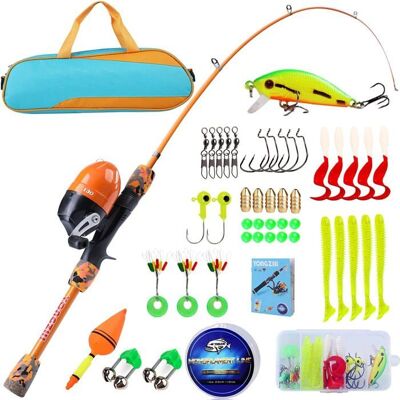 HOME FIT TRAINING Canne à pêche télescopique portable et moulinet pour enfantsavec leurres de ligne de pêchesac de pêche Spincast - Publicité HOME FIT TRAINING Canne à pêche télescopique portable et moulinet pour enfantsavec leurres de ligne de pêchesac de pêche Spincast - Publicité