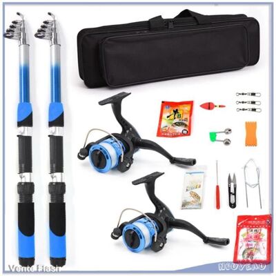 V GEBY VGEBY Combo canne à pêche et moulinet Kit complet de moulinet de canne à pêche ultra léger avec 2 sport materiel 2 tiges bleues Bleu - Publicité V GEBY VGEBY Combo canne à pêche et moulinet Kit complet de moulinet de canne à pêche ultra léger avec 2 sport materiel 2 tiges bleues Bleu - Publicité