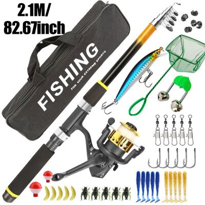 FANX Kit de Pêche Complet avec Canne à Pêche 2 1m Moulinet avec Fil Boîte d’Accessoires Épuisette et Sac de Transport - Publicité FANX Kit de Pêche Complet avec Canne à Pêche 2 1m Moulinet avec Fil Boîte d’Accessoires Épuisette et Sac de Transport - Publicité