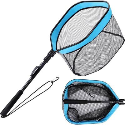 KJEHOME Épuisette Pliable Epuisette Peche Caoutchouc Epuisette Peche Carnassier pour Truite Carpe Poisson-Chat Basse Kayak - Publicité KJEHOME Épuisette Pliable Epuisette Peche Caoutchouc Epuisette Peche Carnassier pour Truite Carpe Poisson-Chat Basse Kayak - Publicité